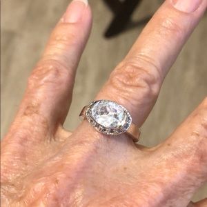 “Diamond" CZ Fashion Dazzle Ring in Silver-Tone Sz 7